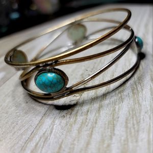 Vintage rustic silver and turquoise cuff bracelet